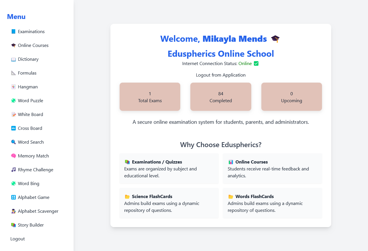 Eduspherics Dashboard Preview